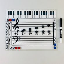Load image into Gallery viewer, Grand Staff Dry Erase Magnetic Board & Music Note Teacher Combo