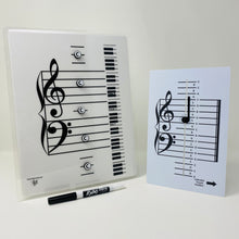 Load image into Gallery viewer, Grand Staff Dry Erase Magnetic Board & Music Note Teacher Combo