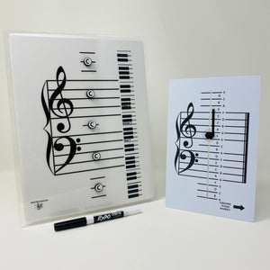 Grand Staff Dry Erase Magnetic Board & Music Note Teacher Combo