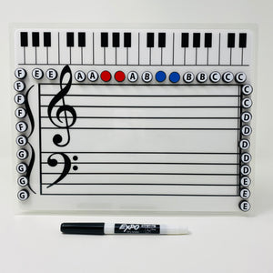 Grand Staff Dry Erase Magnetic Board & Music Note Teacher Combo